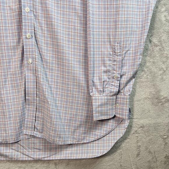 Turnbull & Asser Mens Dress Shirt XL?*READ White/Blue Plaid Designer Button Down - Picture 5 of 15